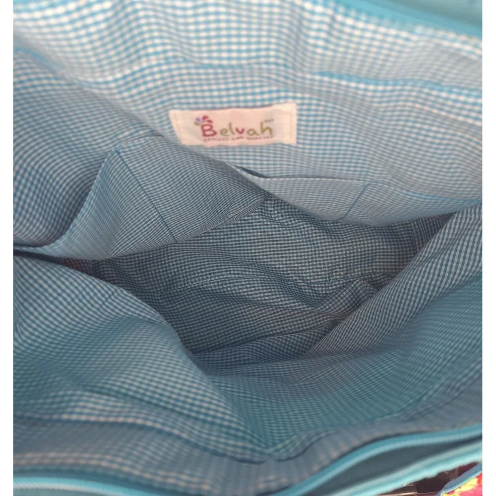 Belvah New Pink Blue Floral Diaper Bag w Changing Pad & Small Wipe Bag Baby Gift